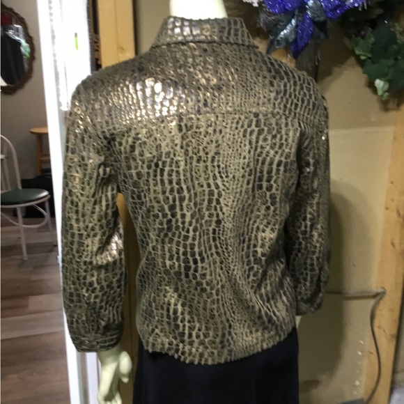 Ruby Rd Zip Up Brown & Gold Blazer - Picture 4 of 16